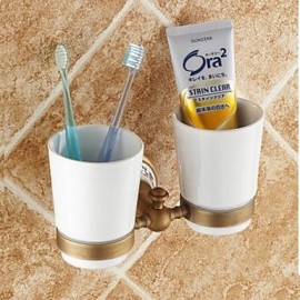 Towel Bars, 1pc Removable Antique Brass Ceramic Toothbrush Holder