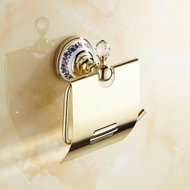 Bathroom Products, 1 pc Neoclassical Brass Crystal Ceramic Toilet Paper Holder Bathroom