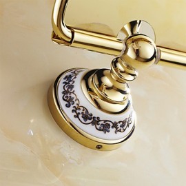 Bathroom Products, 1 pc Neoclassical Brass Crystal Ceramic Toilet Paper Holder Bathroom