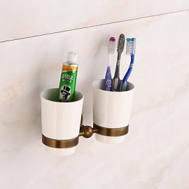 Toothbrush Holder, 1pc High Quality Archaistic Brass Toothbrush Holder Wall Mounted