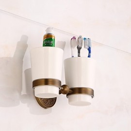 Toothbrush Holder, 1pc High Quality Archaistic Brass Toothbrush Holder Wall Mounted