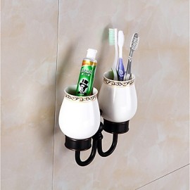 Toothbrush Holder, 1pc High Quality Antique Mixed Material Toothbrush Holder Wall Mounted