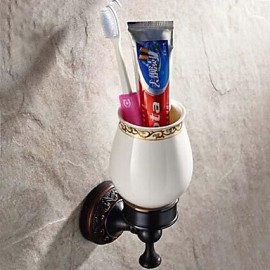 Toothbrush Holder, 1pc Removable Antique Brass Ceramic Toothbrush Holder