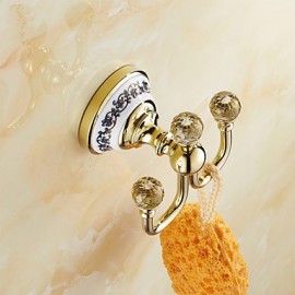 Bathroom Products, 1 pc Neoclassical Brass Crystal Ceramic Robe Hook Bathroom