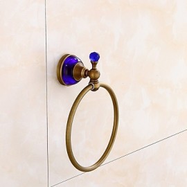 Towel Bars, 1pc High Quality Antique Brass Crystal Towel Bar Wall Mounted