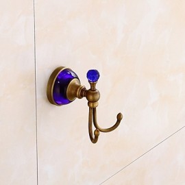 Robe Hooks, Antique copper hanger hook rack Blue Crystal