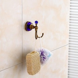 Robe Hooks, Antique copper hanger hook rack Blue Crystal