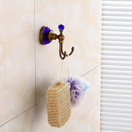 Robe Hooks, Antique copper hanger hook rack Blue Crystal