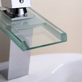 Bathroom Sink Tap Single Handle Tap Color Changing LED Waterfall(Chrome Finish)