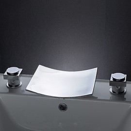 Widespread Two Handles Three Holes in Chrome Bathroom Sink Tap