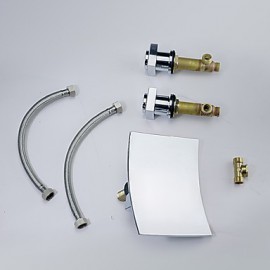 Widespread Two Handles Three Holes in Chrome Bathroom Sink Tap