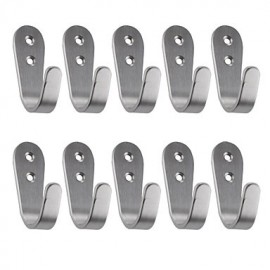 Robe Hooks, Brushed Stainless Steel Coat and Hat Single Hook Heavy Duty Wall Mount 3-Pcs Value Pack