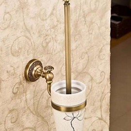 Toilet Brush Holder, 1pc Removable Antique Brass Ceramic Toilet Brush Holder