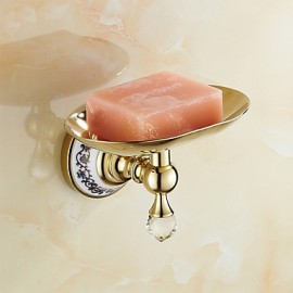 Bathroom Products, 1 pc Neoclassical Brass Crystal Ceramic Soap Dishes & Holders Bathroom