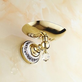 Bathroom Products, 1 pc Neoclassical Brass Crystal Ceramic Soap Dishes & Holders Bathroom