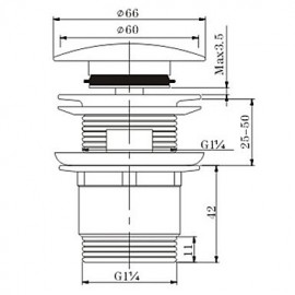 Faucet accessory, Contemporary Brass Pop-up Water Drain Without Overflow, Finish, Chrome