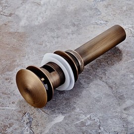 Faucet accessory, Contemporary Brass Pop-up Water Drain With Overflow, Finish, Antique Brass