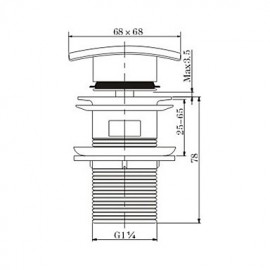 Faucet accessory, Contemporary Brass Pop-up Water Drain Without Overflow, Finish, Chrome