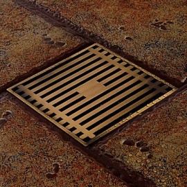 Faucet accessory, Contemporary Brass Floor Drain, Finish, Antique Brass