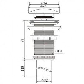 Faucet accessory, Contemporary Brass Pop-up Water Drain Without Overflow, Finish, Chrome
