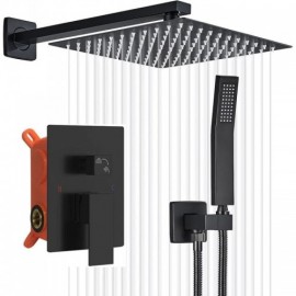 Black/Chrome Shower Faucet In Brass Stainless Steel Shower Head