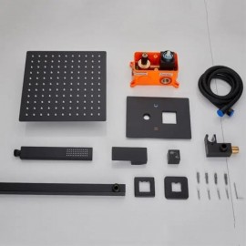 Black/Chrome Shower Faucet In Brass Stainless Steel Shower Head