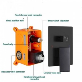 Black/Chrome Shower Faucet In Brass Stainless Steel Shower Head