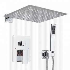 Black/Chrome Shower Faucet In Brass With High Shower Head