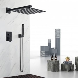 Black/Chrome Shower Faucet In Brass With High Shower Head
