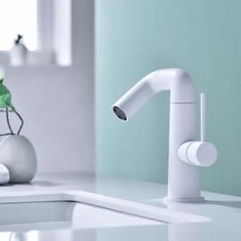 White Copper Basin Mixer For Bathroom