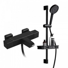 Black Thermostatic Shower Faucet In Abs Copper With Bar