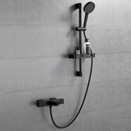 Black Thermostatic Shower Faucet In Abs Copper With Bar