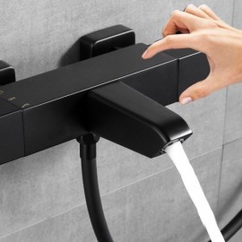 Black Thermostatic Shower Faucet In Abs Copper With Bar