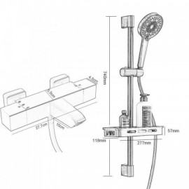 Black Thermostatic Shower Faucet In Abs Copper With Bar