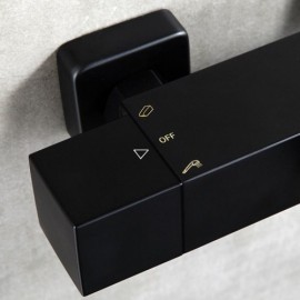 Black Thermostatic Shower Faucet In Abs Copper With Bar