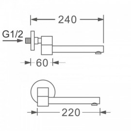 180 Degree Rotatable Chrome/Black Copper Spout