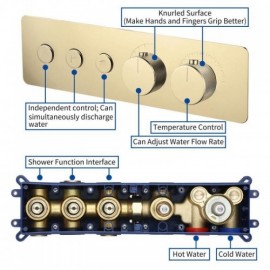 Three-Function Copper Recessed Thermostatic Shower Valve