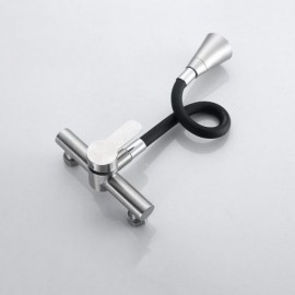 Wall-Mounted Kitchen Mixer In Brushed Stainless Steel