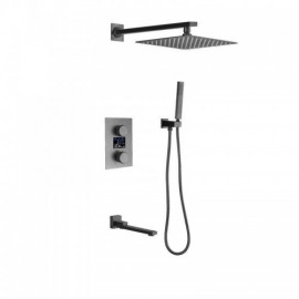 Shower Faucet In Copper And Stainless Steel With Digital Led Display