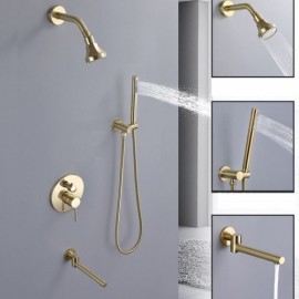 Recessed Copper Shower Faucet With 360° Rotating Shower Head
