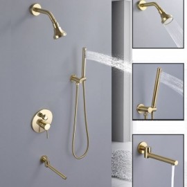 Recessed Copper Shower Faucet With 360° Rotating Shower Head