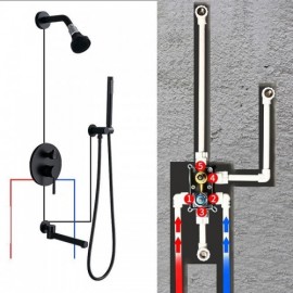 Recessed Copper Shower Faucet With 360° Rotating Shower Head