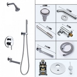 Recessed Copper Shower Faucet With 360° Rotating Shower Head