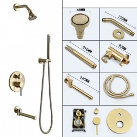 Recessed Copper Shower Faucet With 360° Rotating Shower Head