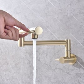 Wall-Mounted Folding Cold Water Faucet In Brushed Gold Stainless Steel