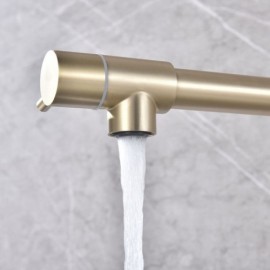 Wall-Mounted Folding Cold Water Faucet In Brushed Gold Stainless Steel