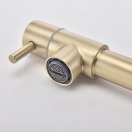 Wall-Mounted Folding Cold Water Faucet In Brushed Gold Stainless Steel