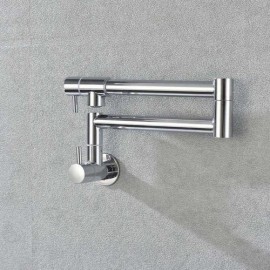 Chrome-Plated Stainless Steel Wall-Mounted Foldable Kitchen Single Cold Water Faucet