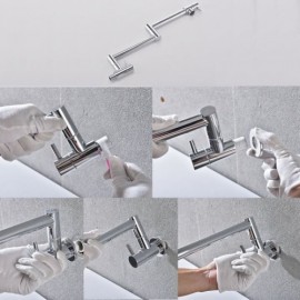 Chrome-Plated Stainless Steel Wall-Mounted Foldable Kitchen Single Cold Water Faucet