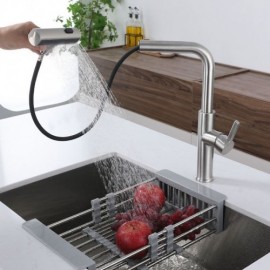 Pull-Out Kitchen Mixer In Brushed Nickel Stainless Steel